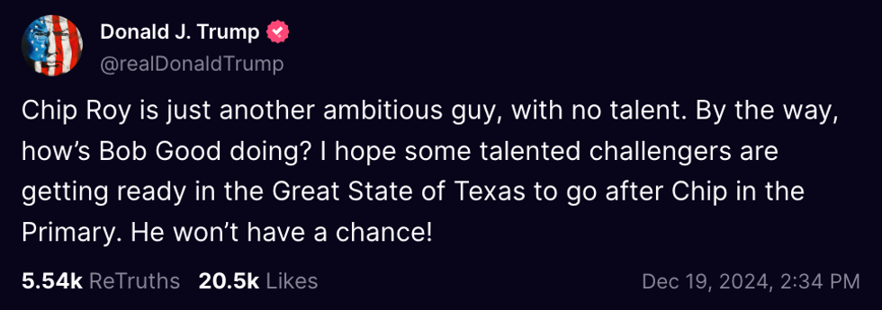 Screenshot of Donald Trump's post