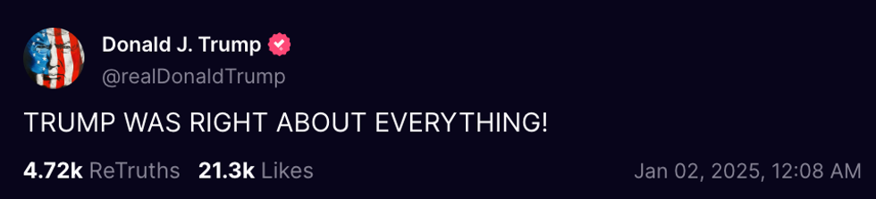 Screenshot of Donald Trump's post