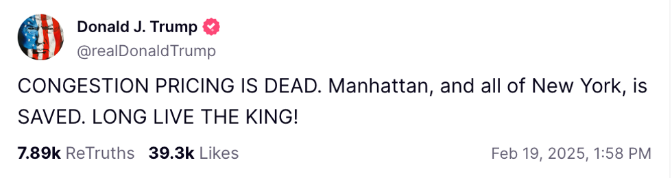 Screenshot of Donald Trump's post