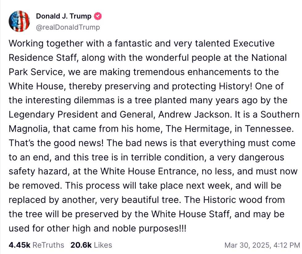 Screenshot of Donald Trump's post