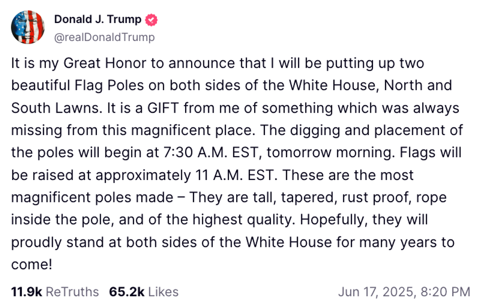 Screenshot of Donald Trump's post