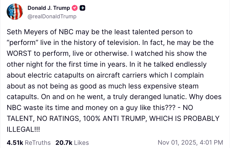 Screenshot of Donald Trump's post