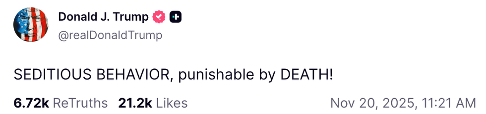 Screenshot of Donald Trump's post