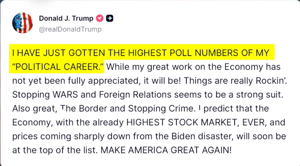 Screenshot of Donald Trump's post