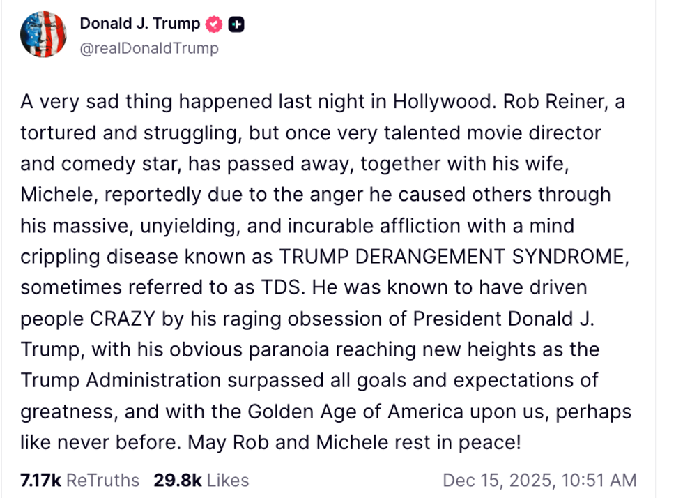 Screenshot of Donald Trump's post