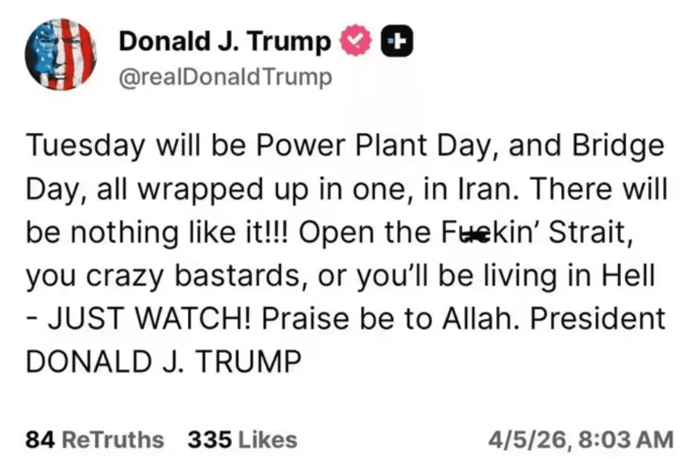 Screenshot of Donald Trump's post