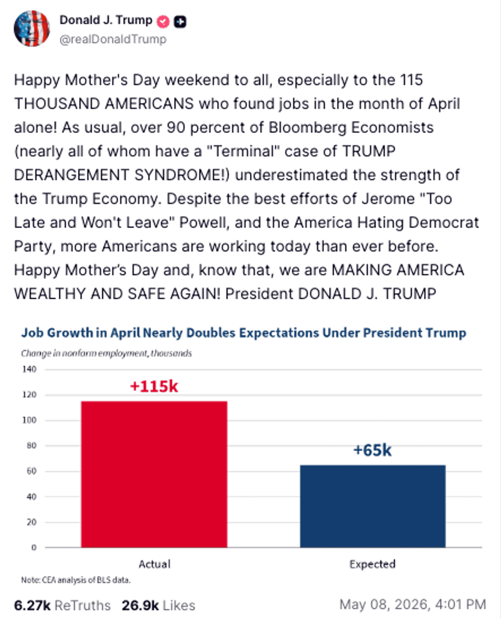 Screenshot of Donald Trump's post