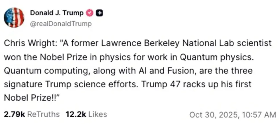 Screenshot of Donald Trump's post