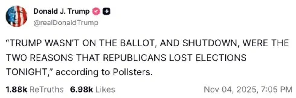 Screenshot of Donald Trump's post