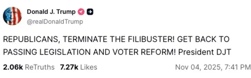 Screenshot of Donald Trump's post