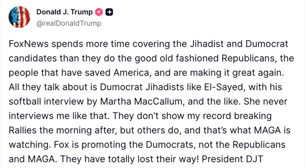 Screenshot of Donald Trump's post