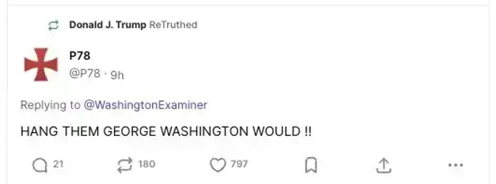 Screenshot of Donald Trump's "retruthed" post