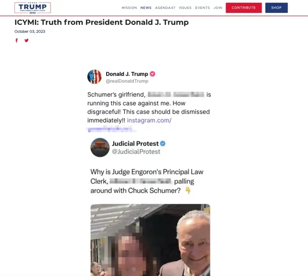 Screenshot of Donald Trump's Truth Social post, featured on DonaldJTrump.com
