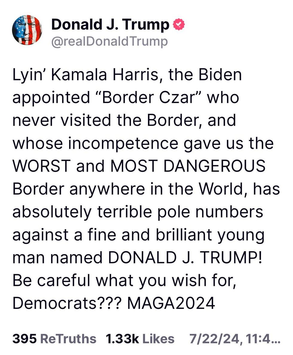 Screenshot of Donald Trump's Truth Social post