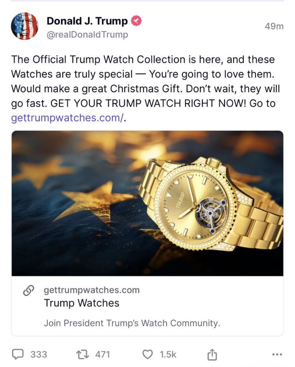 Screenshot of Donald Trump's Truth Social post