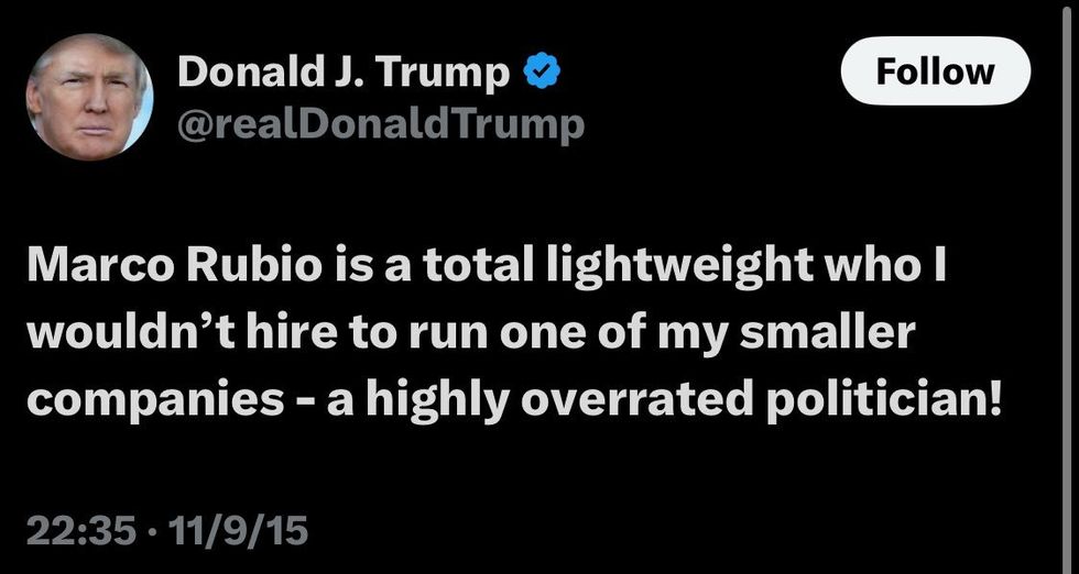 Screenshot of Donald Trump's tweet