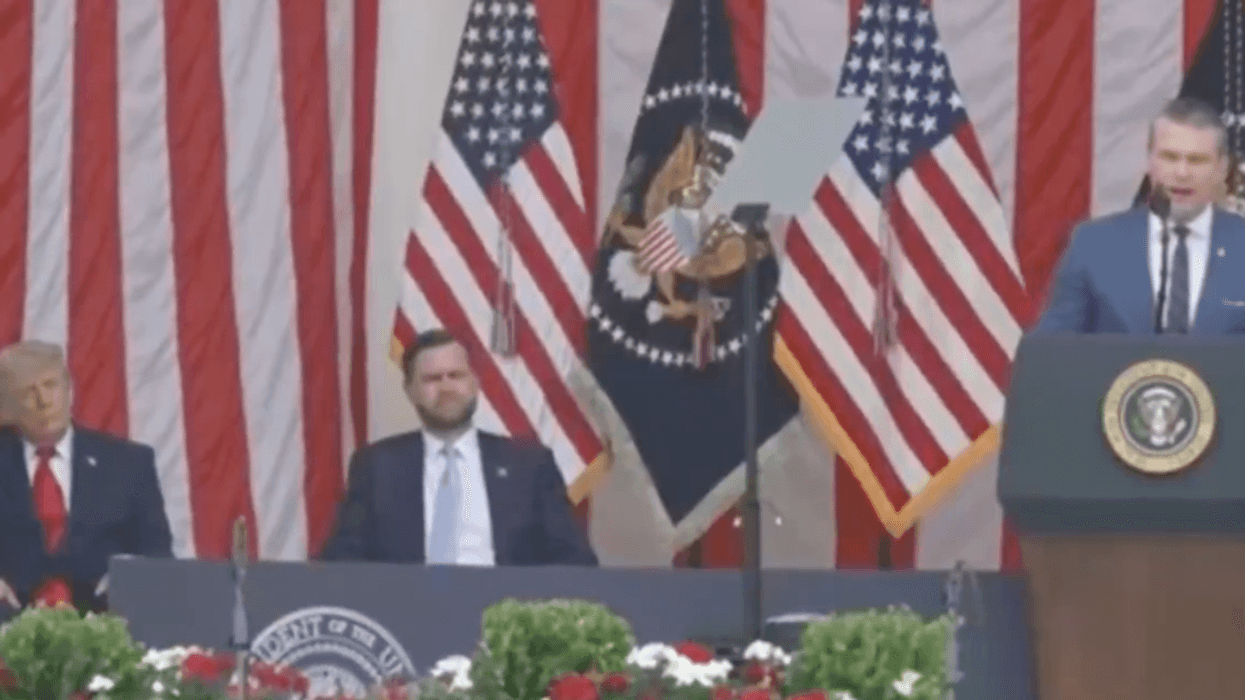Screenshot of Donald Trump sleeping while Pete Hegseth speaks