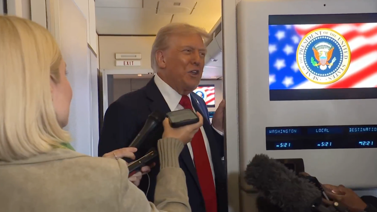 Screenshot of Donald Trump speaking to reporters