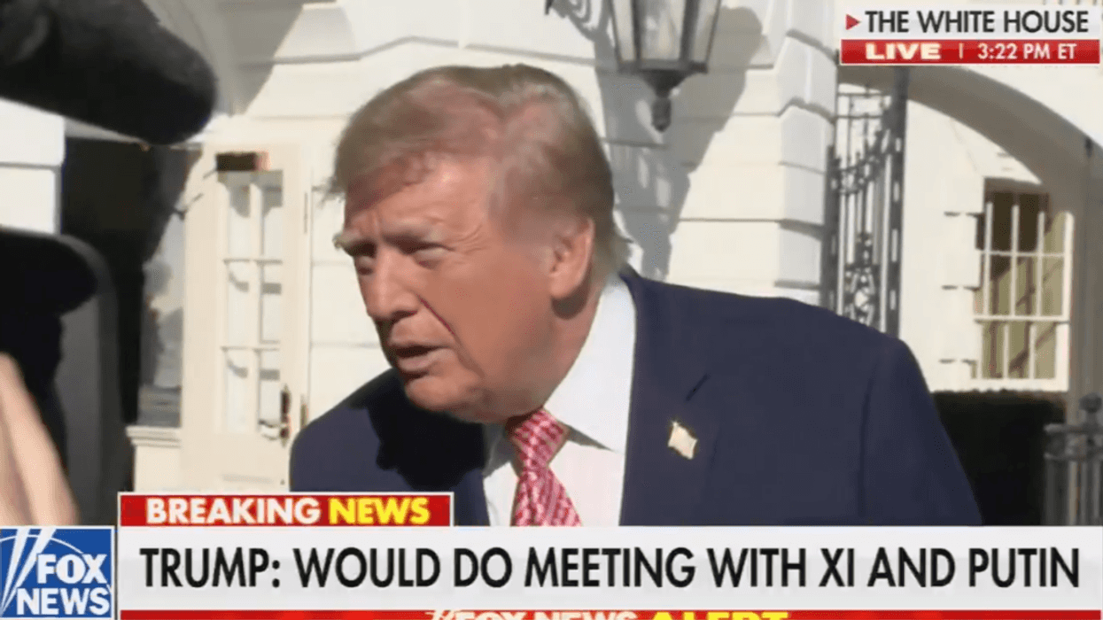 Screenshot of Donald Trump speaking to reporters