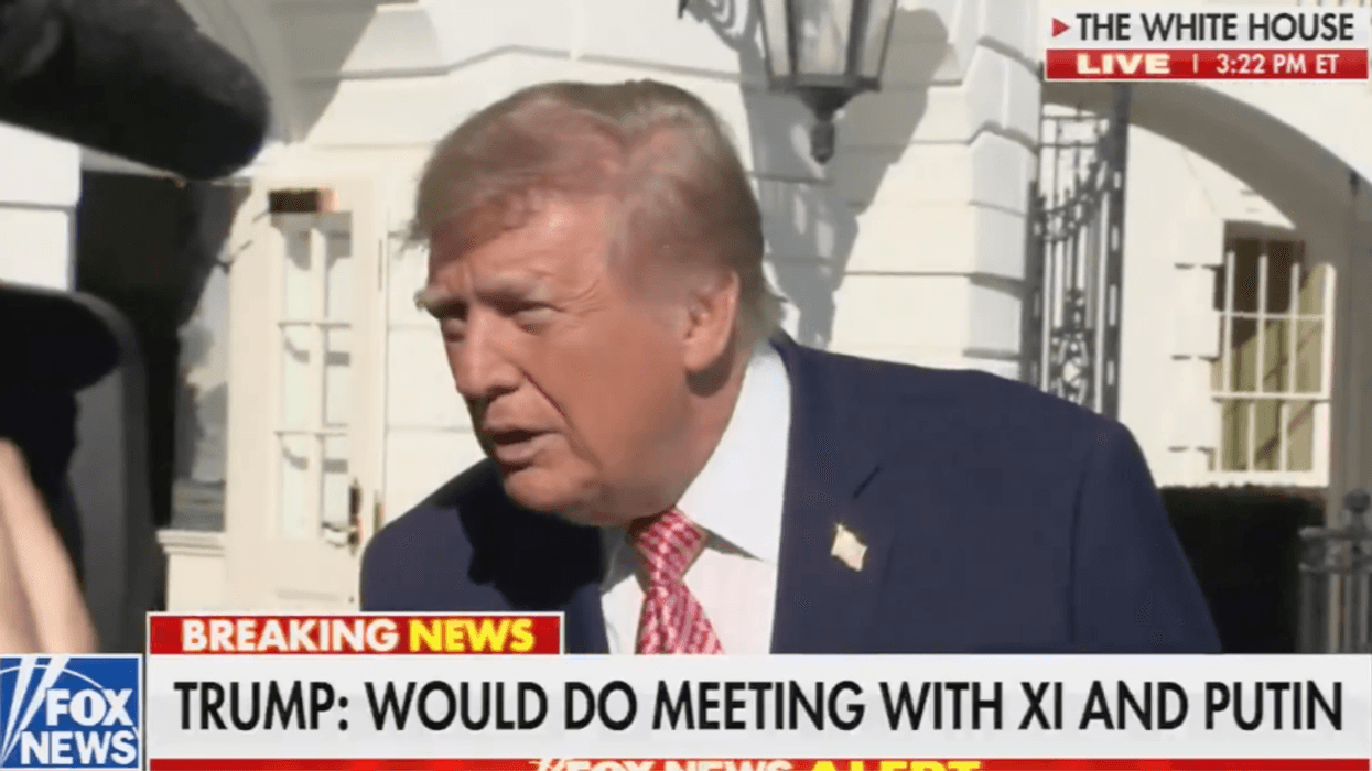Screenshot of Donald Trump speaking to reporters