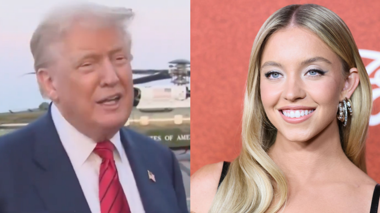 Screenshot of Donald Trump; Sydney Sweeney