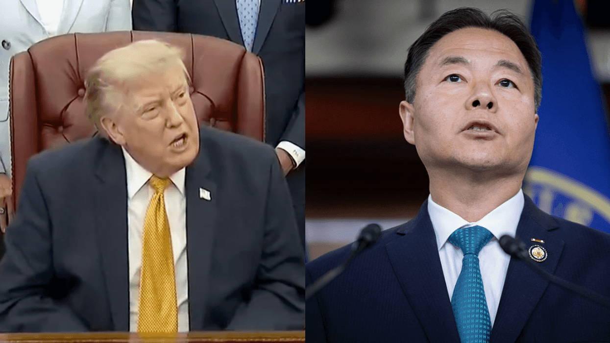 Screenshot of Donald Trump; Ted Lieu