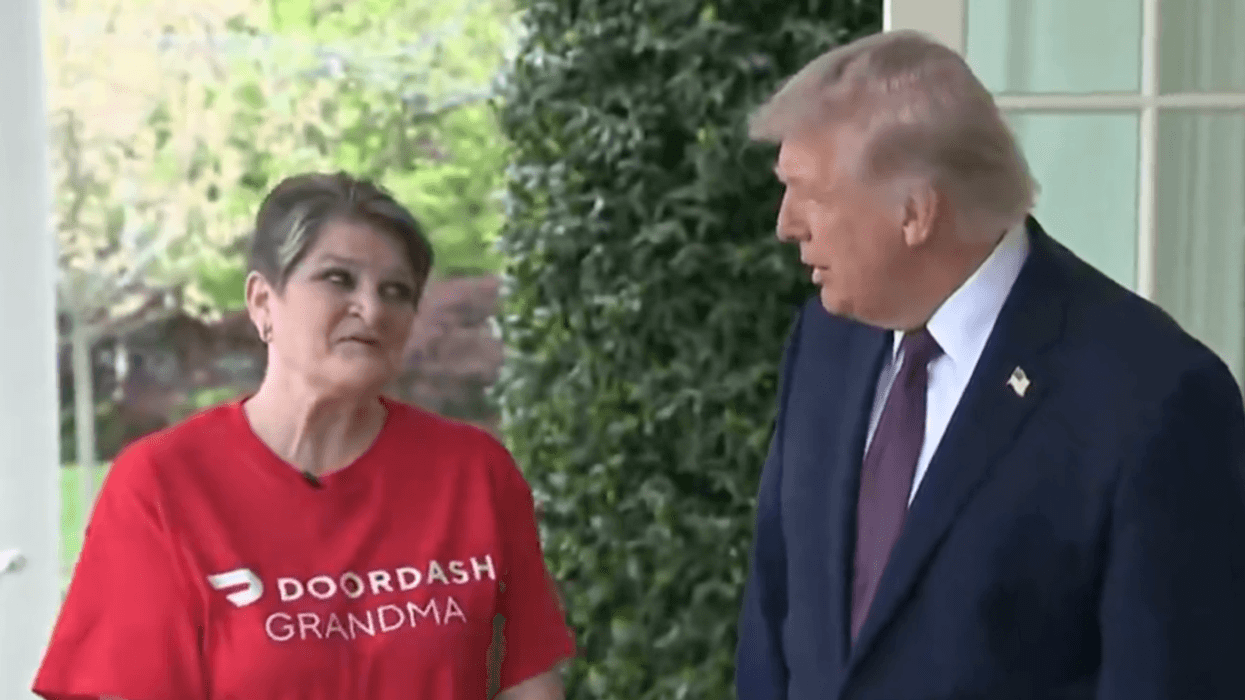 Screenshot of Donald Trump with DoorDash "Grandma"