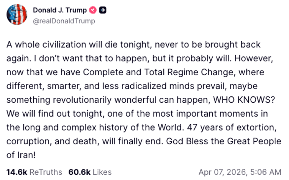 Screenshot of Donald Trump