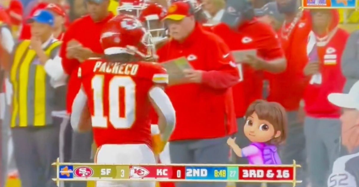 Screenshot of Dora the Explorer's Super Bowl coverage
