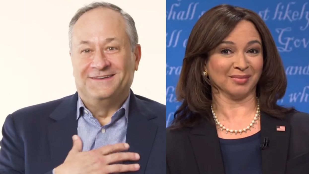 Screenshot of Douglas Emhoff; Maya Rudolph as Kamala Harris