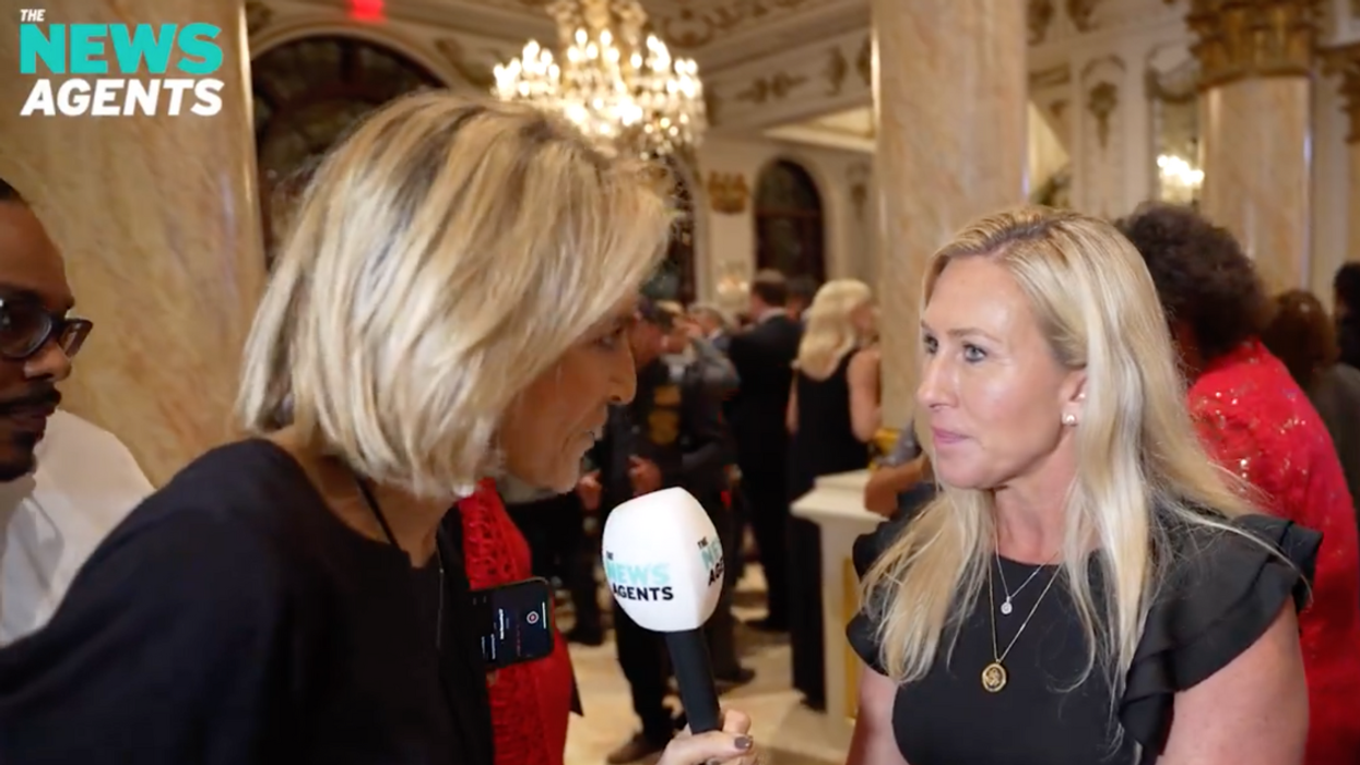 Screenshot of Emily Maitlis and Marjorie Taylor Greene