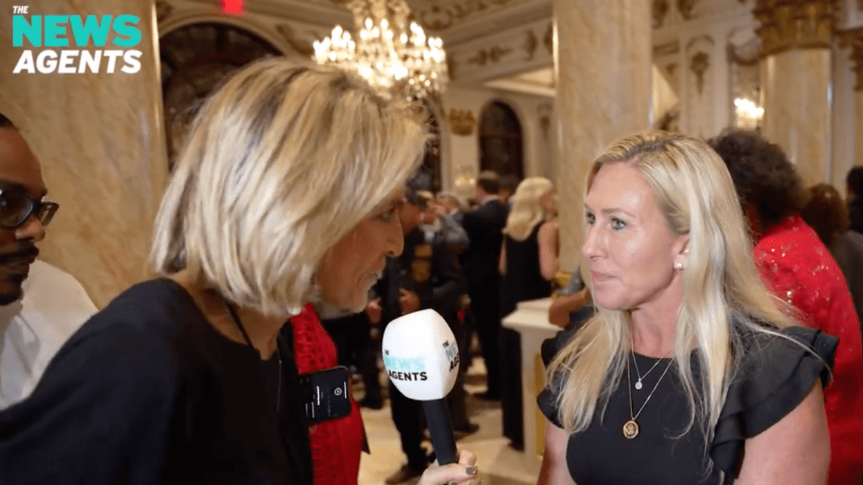 Screenshot of Emily Maitlis and Marjorie Taylor Greene
