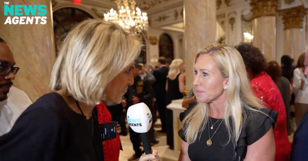 Screenshot of Emily Maitlis and Marjorie Taylor Greene