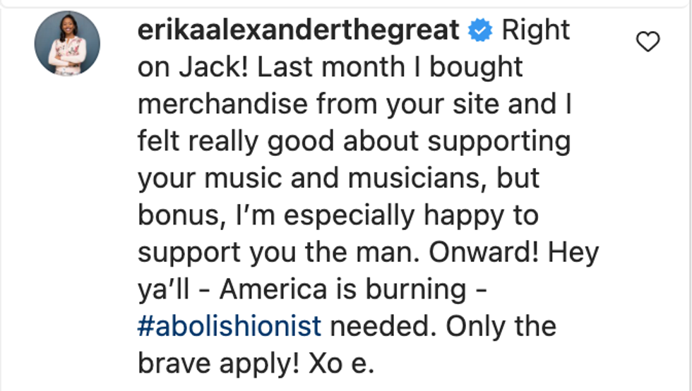 Screenshot of @erikaalexanderthegreat's post on Instagram