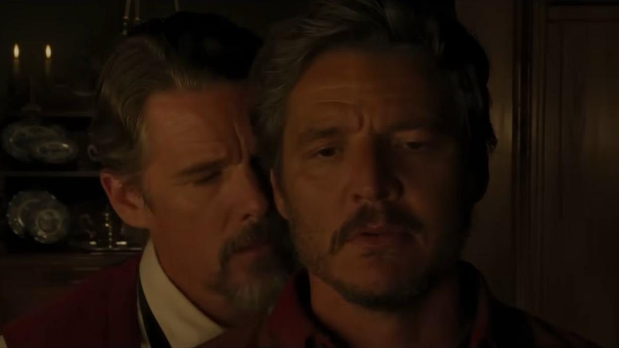 Screenshot of Ethan Hawke and Pedro Pascal in "Strange Way of Life"