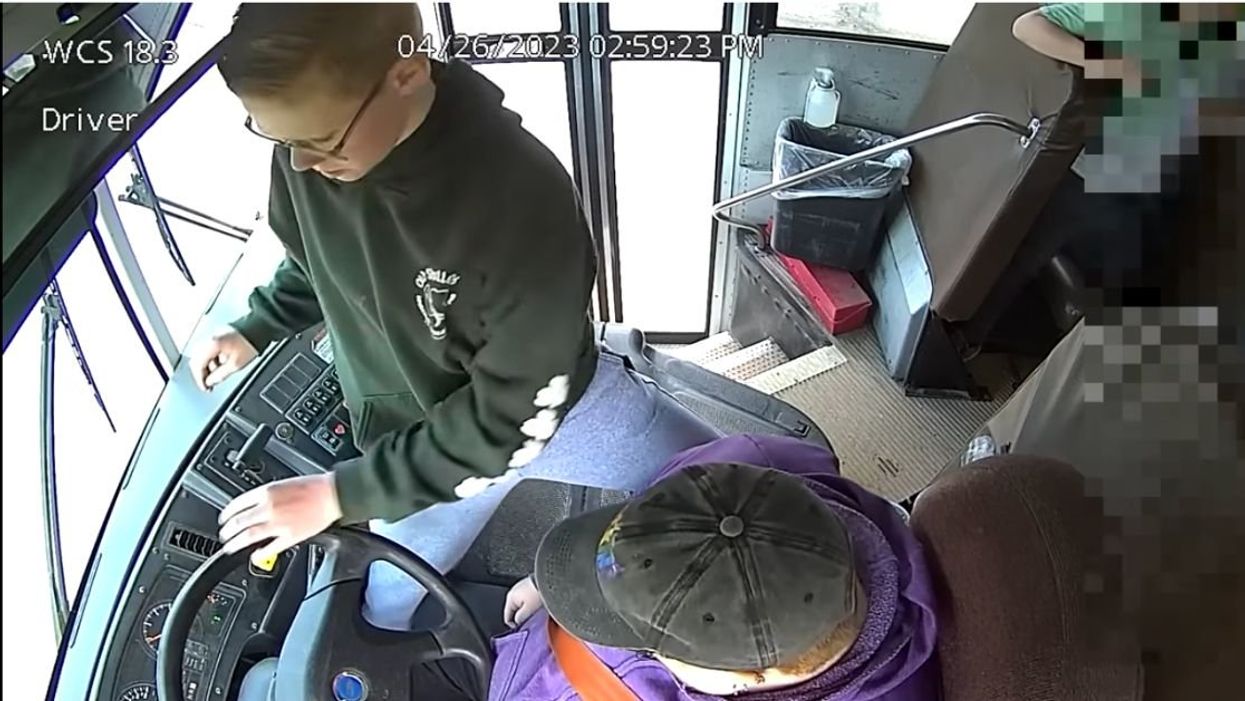 Screenshot of footage from bus security camera