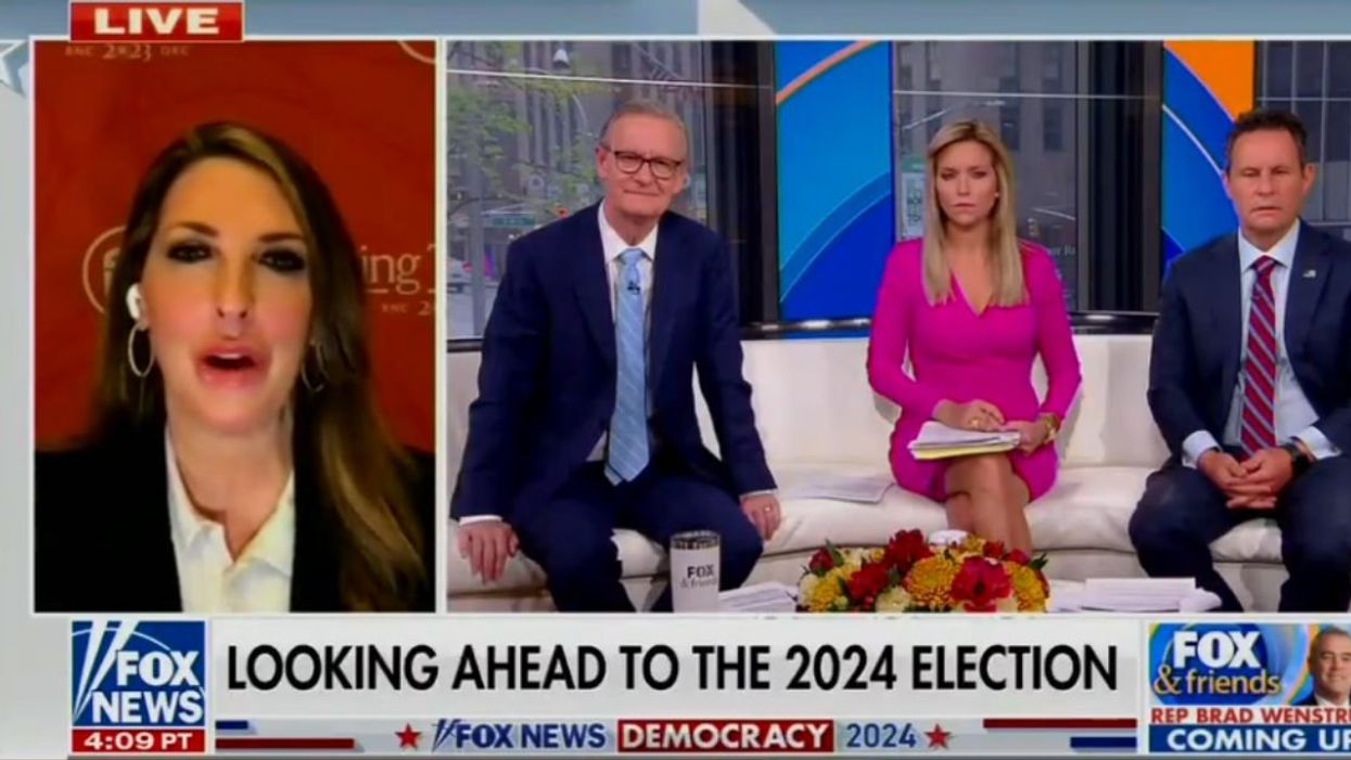 Screenshot of "Fox and Friends" program with guest, RNC Chair Ronna McDaniel