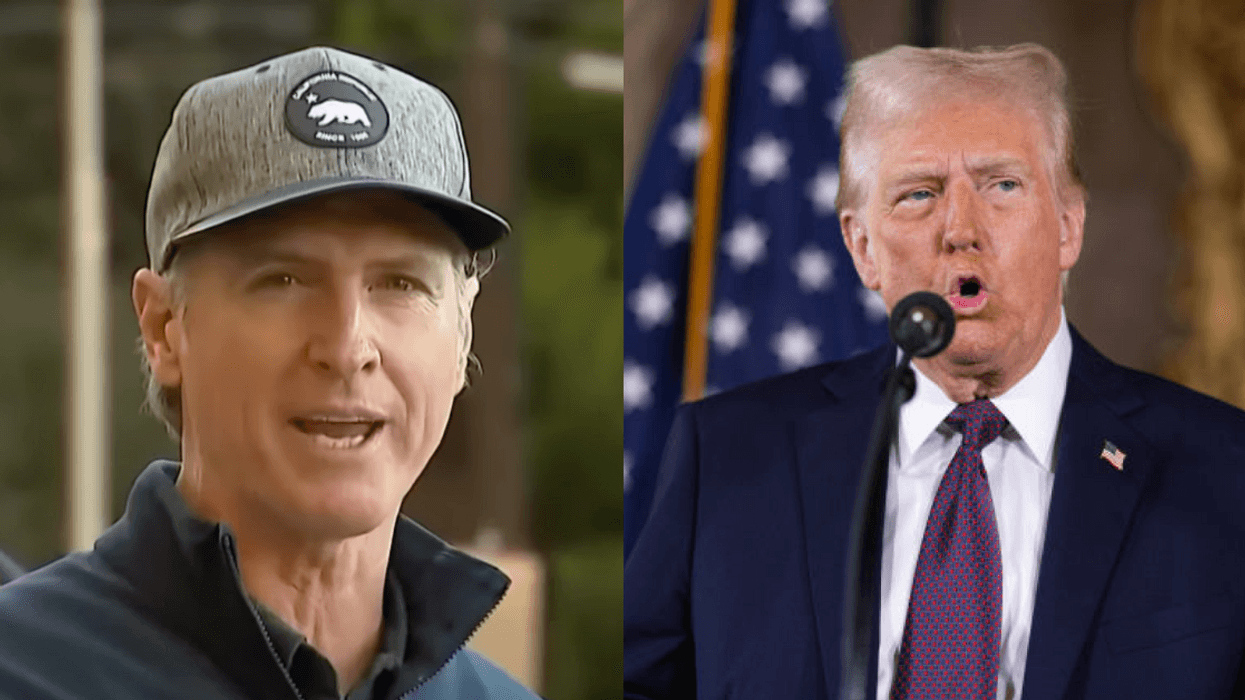 Screenshot of Gavin Newsom; Donald Trump