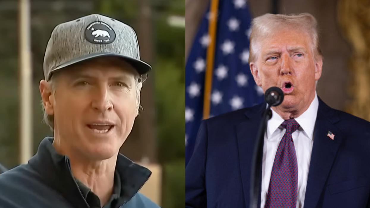 Screenshot of Gavin Newsom; Donald Trump