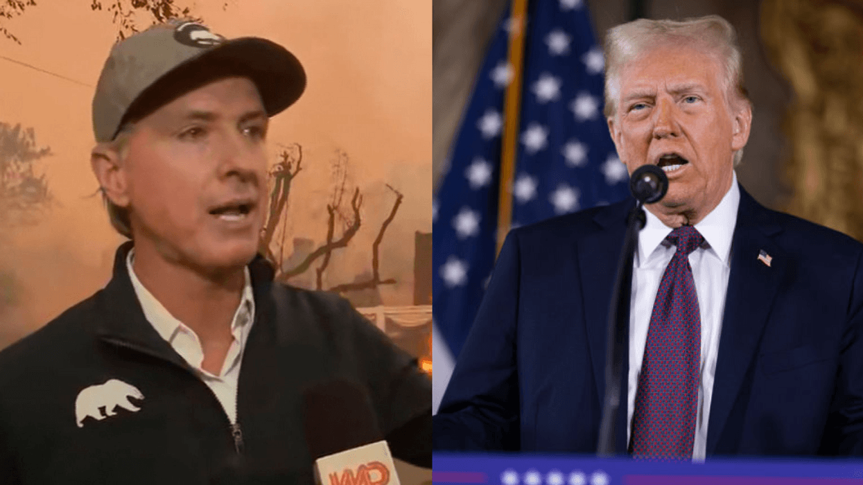 Screenshot of Gavin Newsom; Donald Trump