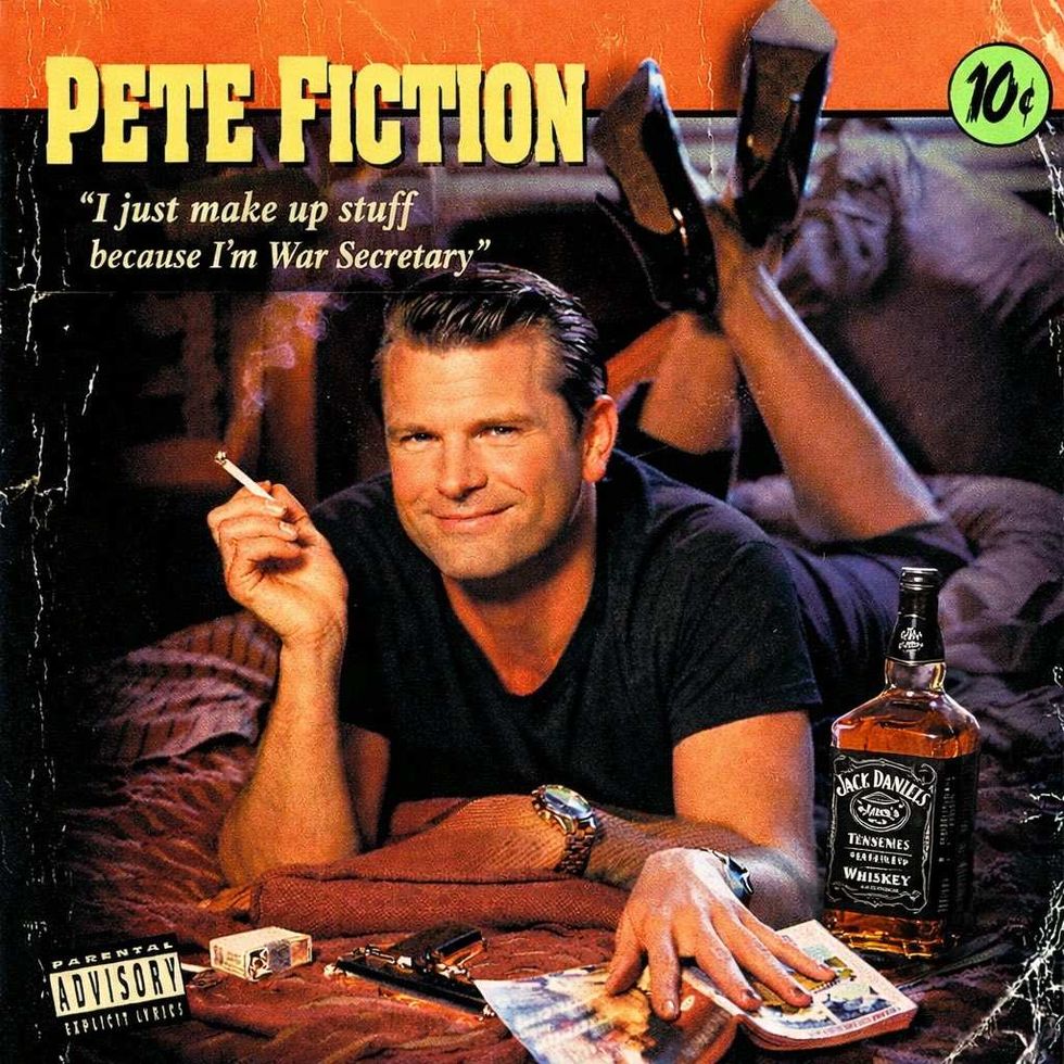 Screenshot of Gavin Newsom's "Pulp Fiction" meme featuring Pete Hegseth