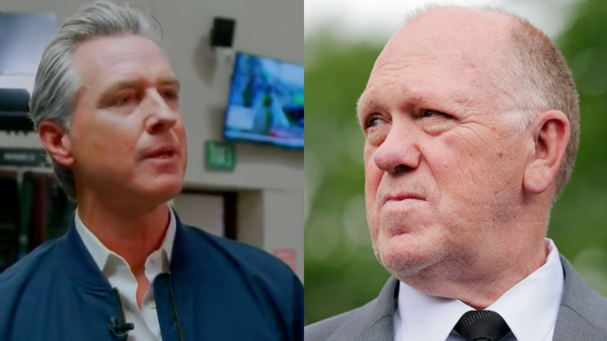 Screenshot of Gavin Newsom; Tom Homan