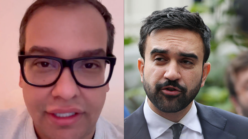 Screenshot of George Santos; Zohran Mamdani