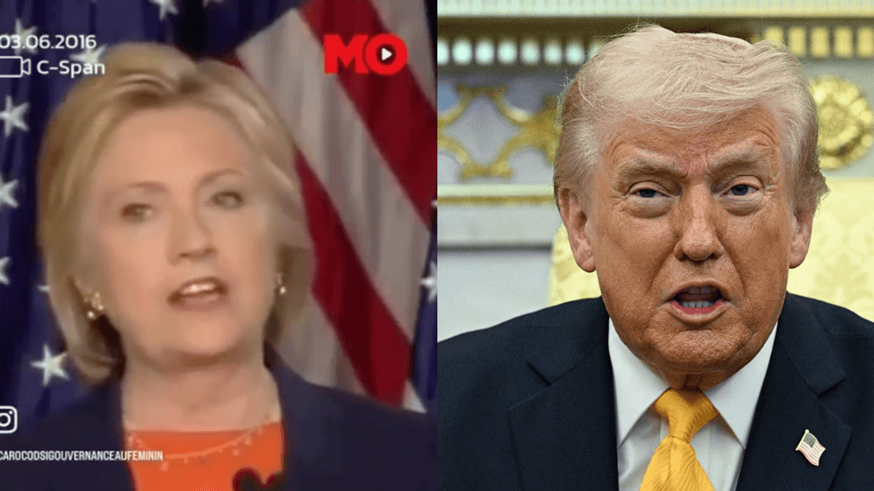 Screenshot of Hillary Clinton in 2016; Donald Trump