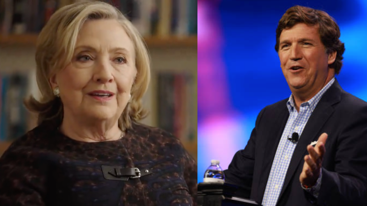 Screenshot of Hillary Clinton; Tucker Carlson
