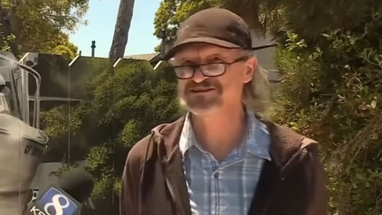 Screenshot of homeowner Etienne Constable in front of his commissioned boat mural