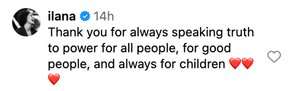 Screenshot of @ilana's post