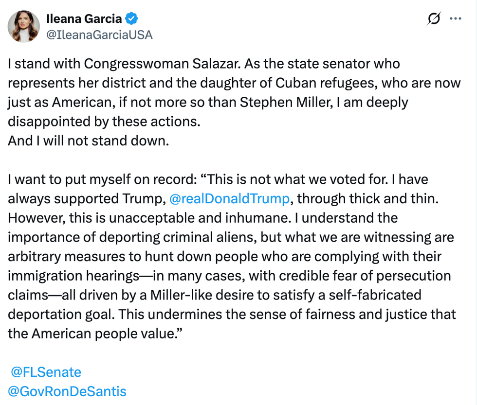 Screenshot of Ileana Garcia's post