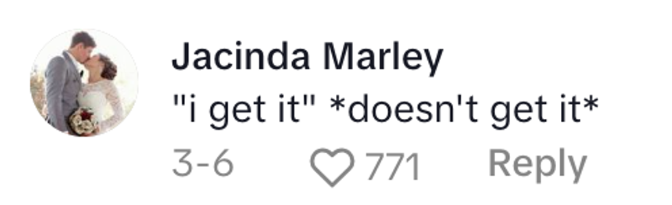 Screenshot of Jacinda Marley's post