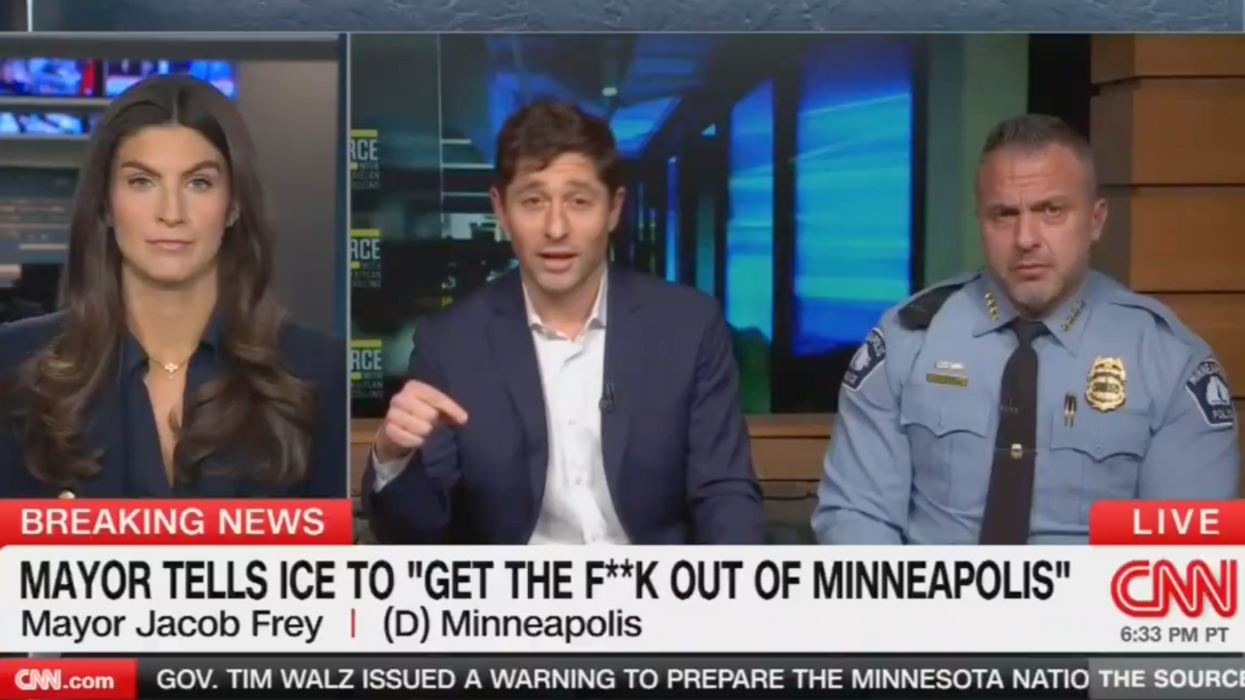 Screenshot of Jacob Frey speaking to Kaitlan Collins on CNN